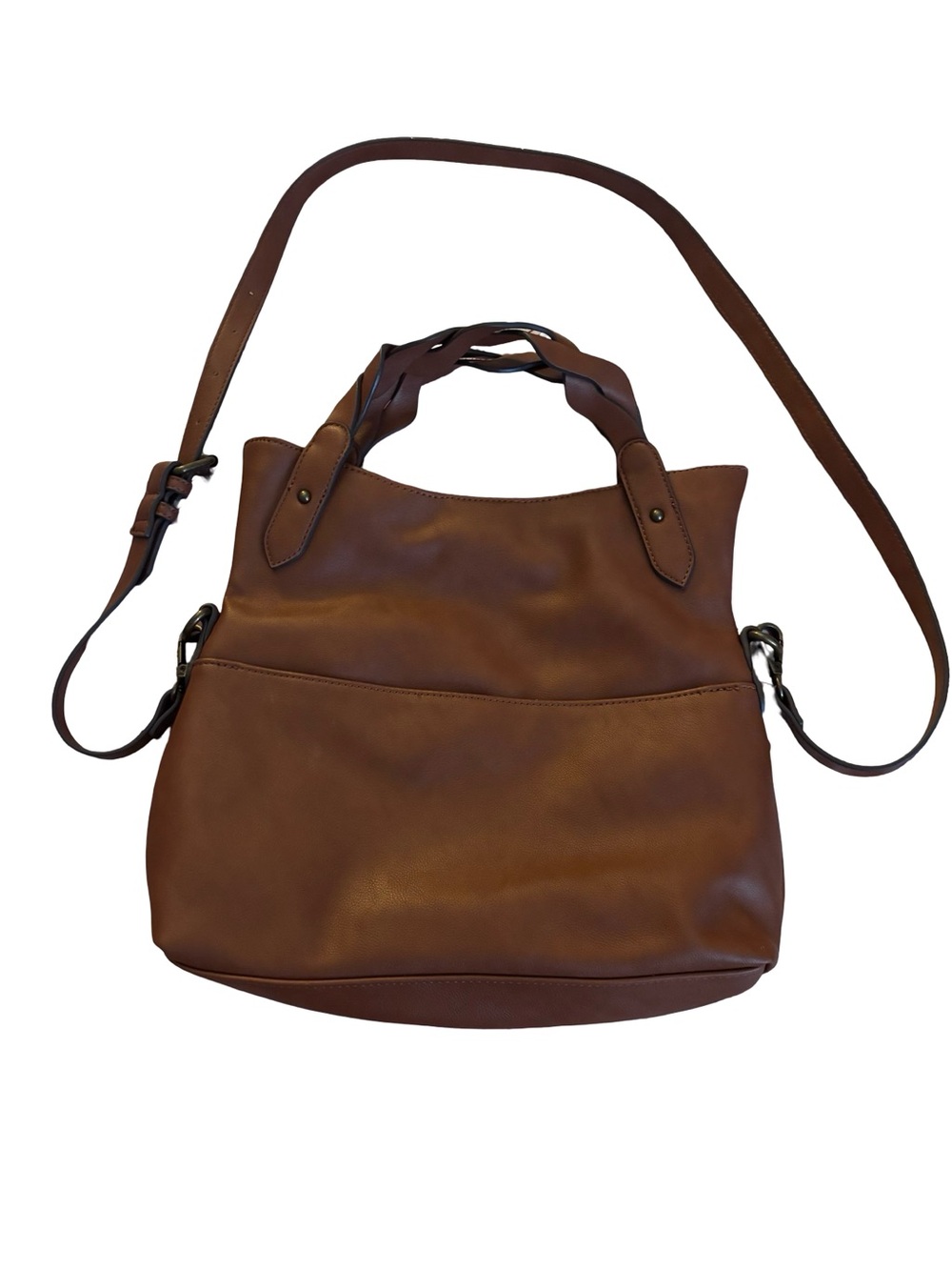 Brown Braided-Handle Crossbody Bag